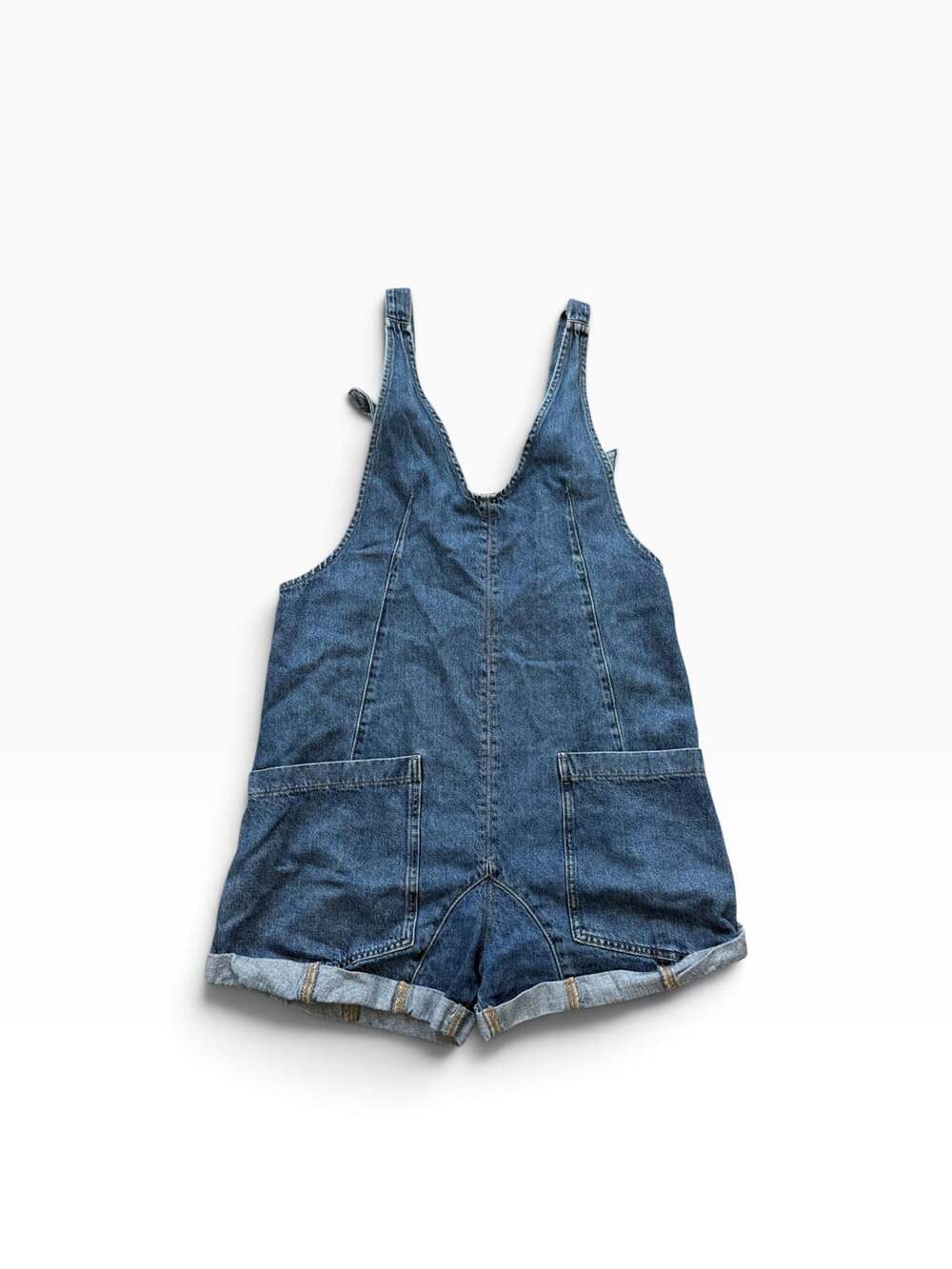 We The Free Denim Short Overalls Size S Rolled Cuff Blue